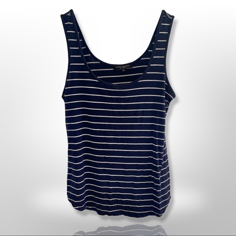 GREEN ENVELOPE Los Angeles • Dark Blue & White Striped Stretchable Tank Top